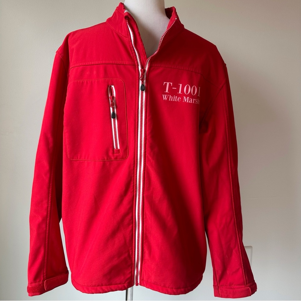 Clique Target Unisex Red Fleece All Weather Shell Zip Up Jacket, size Large